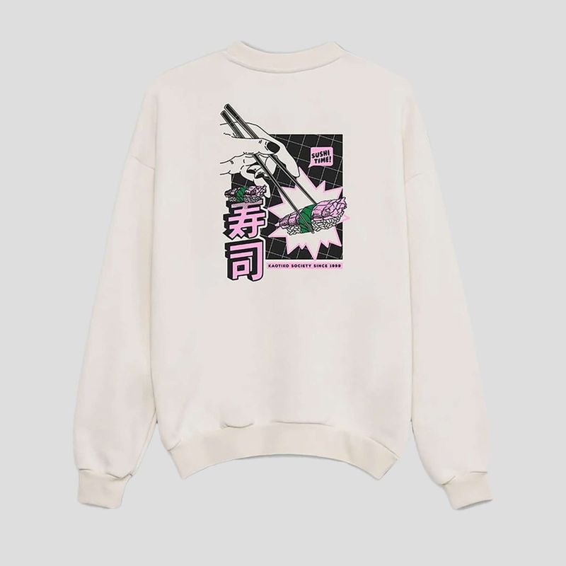Herren Kaotiko Bio-Sushi Time Sweatshirt elfenbein 4