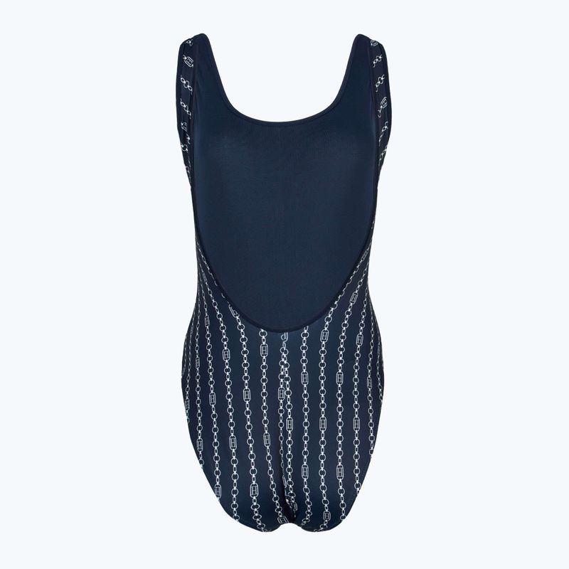 Tommy Hilfiger Frauen ein Stück Badeanzug One Piece Print (Ext) Flagge Kette dunkle Nacht navy 2