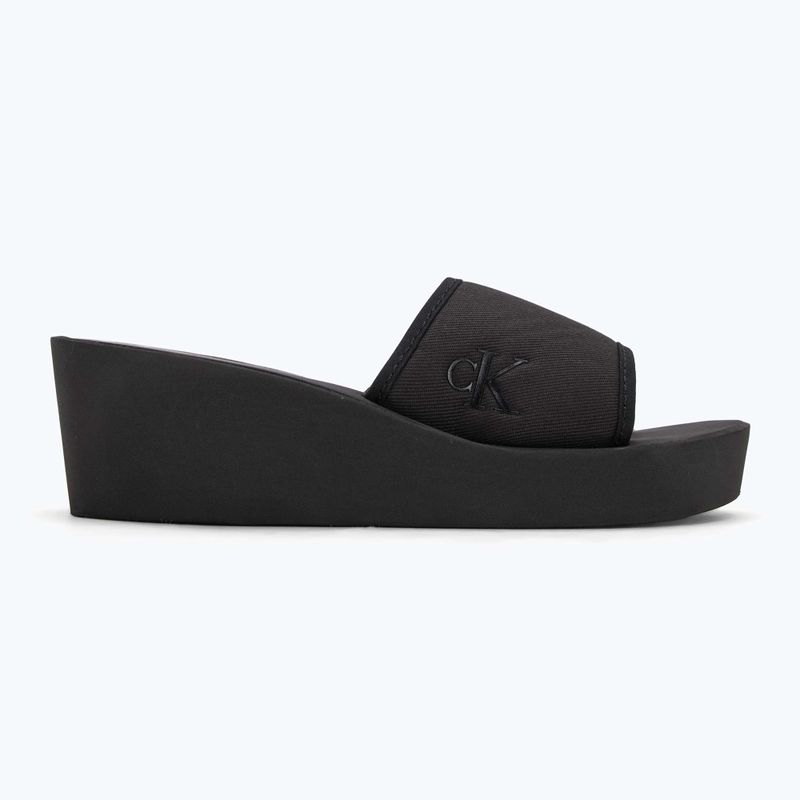 Calvin Klein Damen Flip Flops YW0YW01725 Beach Wedge Slide Canvas dreifach schwarz 2