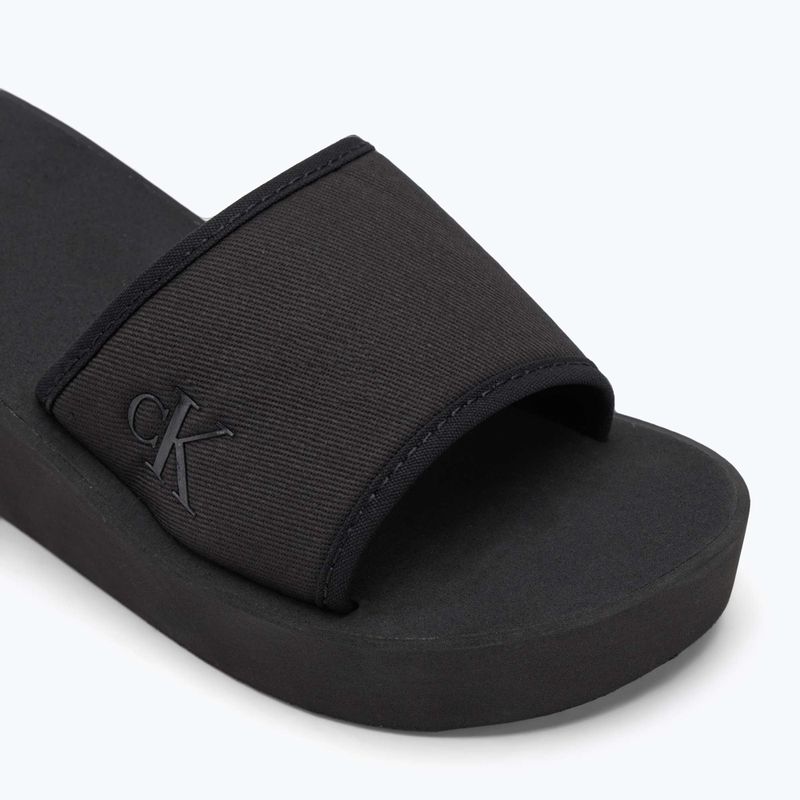 Calvin Klein Damen Flip Flops YW0YW01725 Beach Wedge Slide Canvas dreifach schwarz 7
