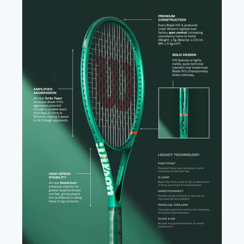 Kinder-Tennisschläger Wilson Blade Jr 26 V10 green 13