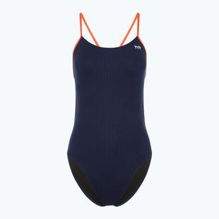 Einteiliger Damen-Badeanzug TYR Hexa Cutoutfit navy/orange