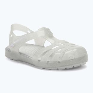 Crocs Isabella Glitter silberne Glitzersandalen für Kinder