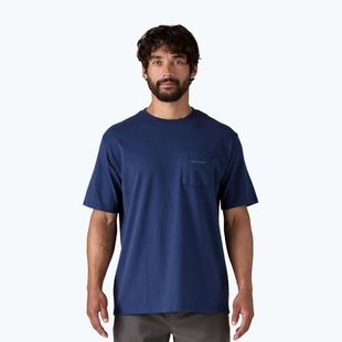 Herren Patagonia Boardshort Logo Tasche T-shirt Responsibili clementi blau