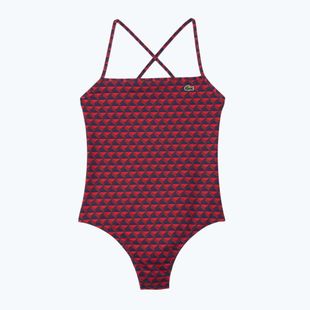 Lacoste Damen einteiliger Badeanzug MF7264 Penumbra / Alizarin / rot
