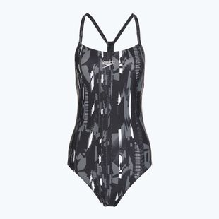 Speedo Frauen einteiliger Badeanzug Allover Rippleback schwarz
