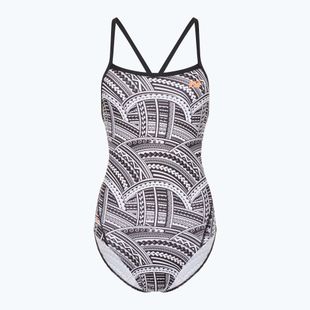 Einteiler Badeanzug Damen ZONE3 Kona Speed Strap Back tribal print/black/ white/orange