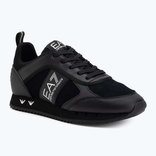 EA7 Emporio Armani Schwarz & Weiß Wildleder dreifach schwarz micropunch Schuhe